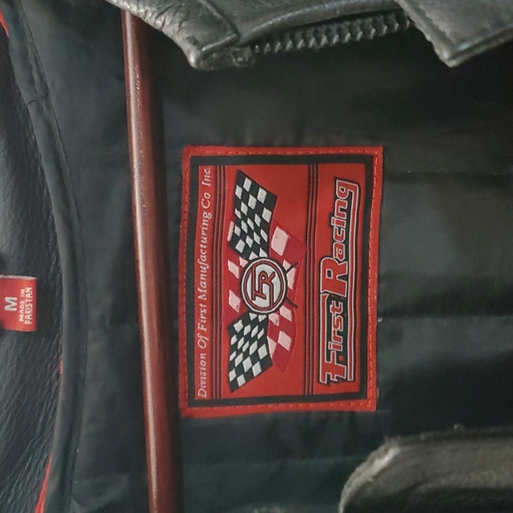 Men's First Racing Skull Barned wire leather Jacket - Picture 3 of 5